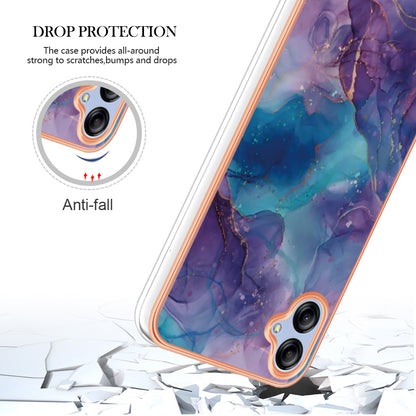 For Samsung Galaxy A04e 4G / F04 4G / M04 4G YB IMD Series-16 Style E Marble Pattern TPU IMD Phone Case 2.0mm Electroplating Cover