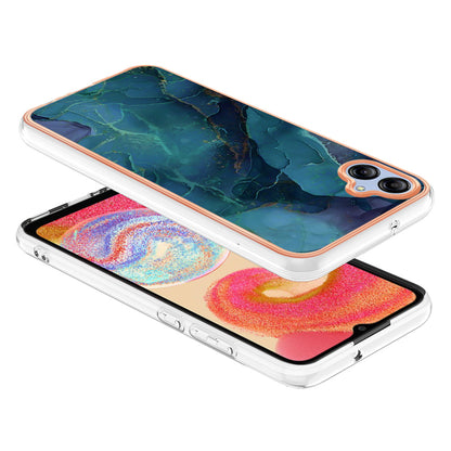 For Samsung Galaxy A04e 4G / F04 4G / M04 4G YB IMD Series-16 Style E Marble Pattern TPU IMD Phone Case 2.0mm Electroplating Cover