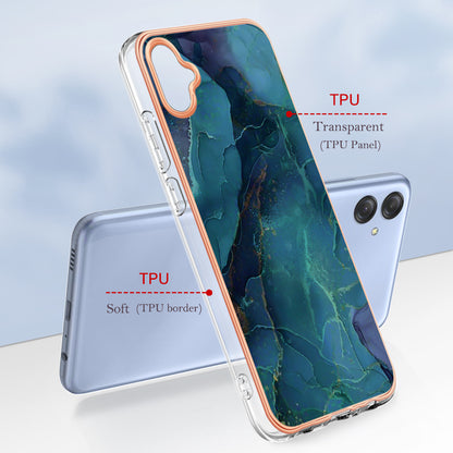 For Samsung Galaxy A04e 4G / F04 4G / M04 4G YB IMD Series-16 Style E Marble Pattern TPU IMD Phone Case 2.0mm Electroplating Cover