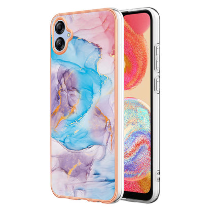 YB IMD Series-1 for Samsung Galaxy A04e 4G / F04 4G / M04 4G IMD TPU Phone Case Electroplating Marble Floral Pattern Cover