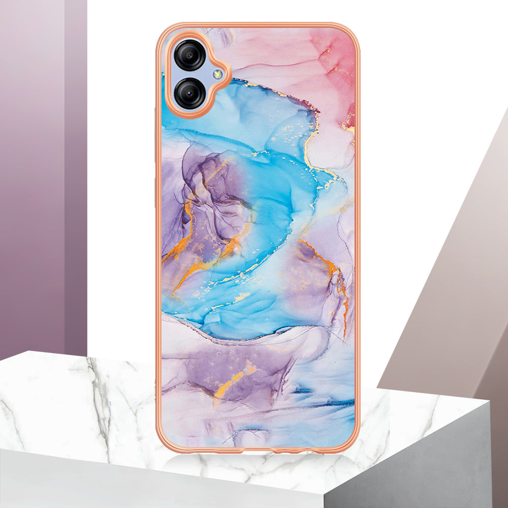 YB IMD Series-1 for Samsung Galaxy A04e 4G / F04 4G / M04 4G IMD TPU Phone Case Electroplating Marble Floral Pattern Cover