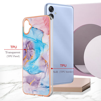 YB IMD Series-1 for Samsung Galaxy A04e 4G / F04 4G / M04 4G IMD TPU Phone Case Electroplating Marble Floral Pattern Cover