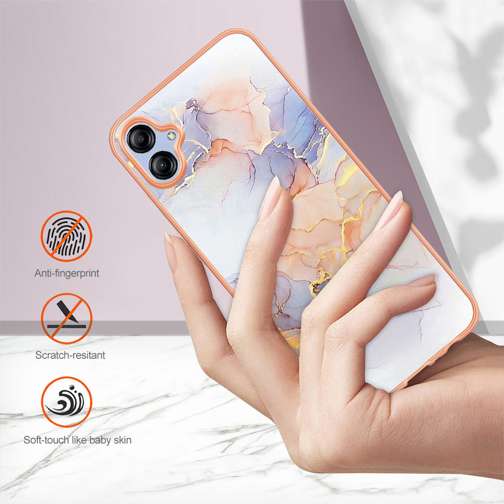 YB IMD Series-1 for Samsung Galaxy A04e 4G / F04 4G / M04 4G IMD TPU Phone Case Electroplating Marble Floral Pattern Cover