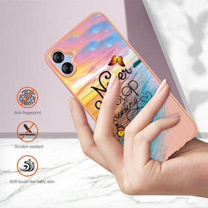 YB IMD Series-1 for Samsung Galaxy A04e 4G / F04 4G / M04 4G IMD TPU Phone Case Electroplating Marble Floral Pattern Cover