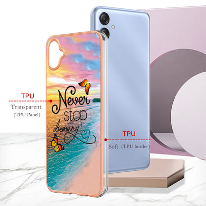 YB IMD Series-1 for Samsung Galaxy A04e 4G / F04 4G / M04 4G IMD TPU Phone Case Electroplating Marble Floral Pattern Cover