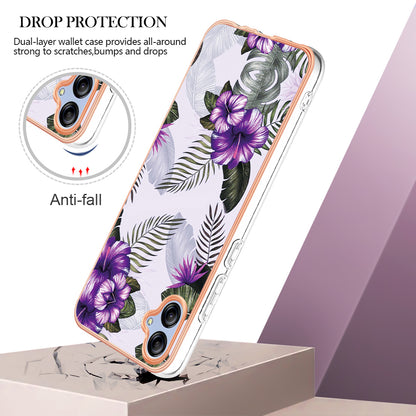 YB IMD Series-1 for Samsung Galaxy A04e 4G / F04 4G / M04 4G IMD TPU Phone Case Electroplating Marble Floral Pattern Cover