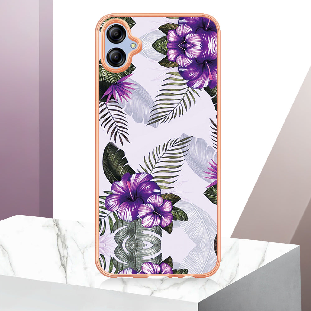 YB IMD Series-1 for Samsung Galaxy A04e 4G / F04 4G / M04 4G IMD TPU Phone Case Electroplating Marble Floral Pattern Cover