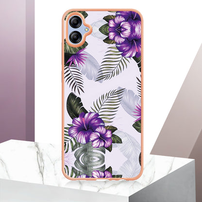 YB IMD Series-1 for Samsung Galaxy A04e 4G / F04 4G / M04 4G IMD TPU Phone Case Electroplating Marble Floral Pattern Cover