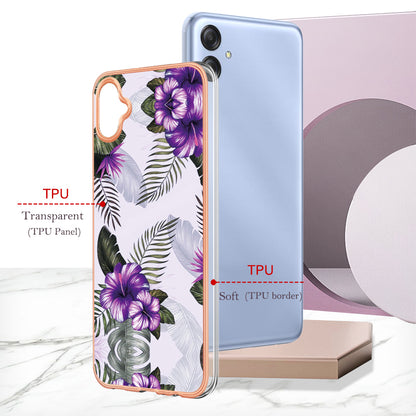 YB IMD Series-1 for Samsung Galaxy A04e 4G / F04 4G / M04 4G IMD TPU Phone Case Electroplating Marble Floral Pattern Cover
