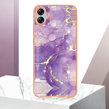 For Samsung Galaxy A04e 4G / F04 4G / M04 4G YB IMD Series-2 Phone Case Marble Pattern IMD Electroplating TPU Cover