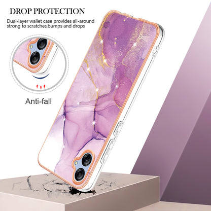 For Samsung Galaxy A04e 4G / F04 4G / M04 4G YB IMD Series-2 Phone Case Marble Pattern IMD Electroplating TPU Cover
