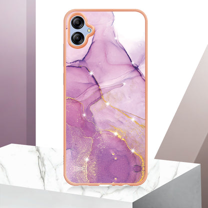 For Samsung Galaxy A04e 4G / F04 4G / M04 4G YB IMD Series-2 Phone Case Marble Pattern IMD Electroplating TPU Cover