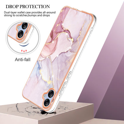 For Samsung Galaxy A04e 4G / F04 4G / M04 4G YB IMD Series-2 Phone Case Marble Pattern IMD Electroplating TPU Cover