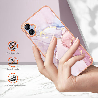 For Samsung Galaxy A04e 4G / F04 4G / M04 4G YB IMD Series-2 Phone Case Marble Pattern IMD Electroplating TPU Cover