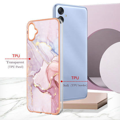 For Samsung Galaxy A04e 4G / F04 4G / M04 4G YB IMD Series-2 Phone Case Marble Pattern IMD Electroplating TPU Cover
