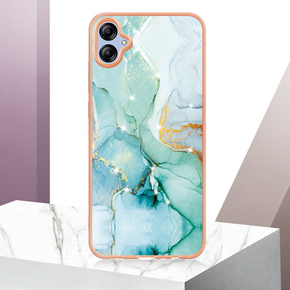 For Samsung Galaxy A04e 4G / F04 4G / M04 4G YB IMD Series-2 Phone Case Marble Pattern IMD Electroplating TPU Cover