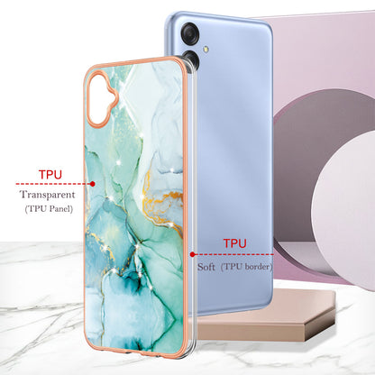 For Samsung Galaxy A04e 4G / F04 4G / M04 4G YB IMD Series-2 Phone Case Marble Pattern IMD Electroplating TPU Cover