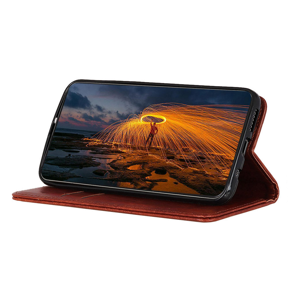 For Nokia G22 Magnetic Anti-Scratch PU Leather Phone Cover Wallet Stand Crazy Horse Texture Phone Case