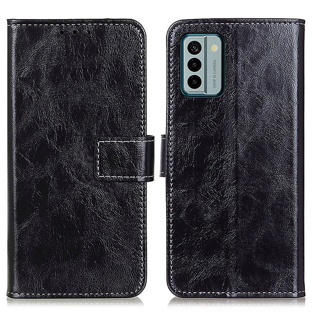 For Nokia G22 PU Leather Phone Case Wallet Retro Crazy Horse Texture Cellphone Stand Cover