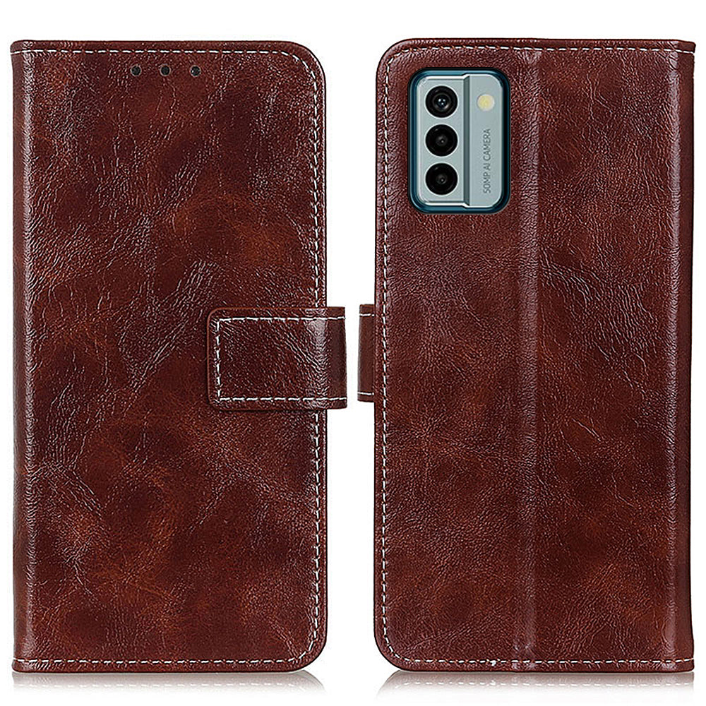 For Nokia G22 PU Leather Phone Case Wallet Retro Crazy Horse Texture Cellphone Stand Cover