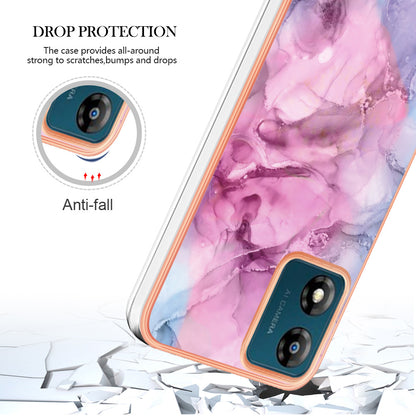 TPU Phone Case for Motorola Moto E13 4G , YB IMD Series-16 Style E Marble Pattern 2.0mm Electroplating IMD Phone Cover