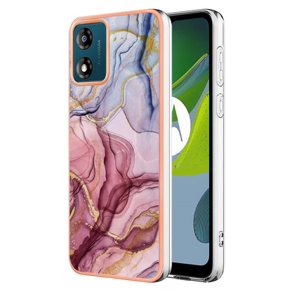 TPU Phone Case for Motorola Moto E13 4G , YB IMD Series-16 Style E Marble Pattern 2.0mm Electroplating IMD Phone Cover