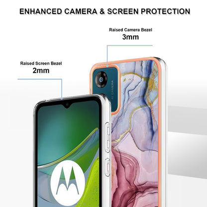 TPU Phone Case for Motorola Moto E13 4G , YB IMD Series-16 Style E Marble Pattern 2.0mm Electroplating IMD Phone Cover