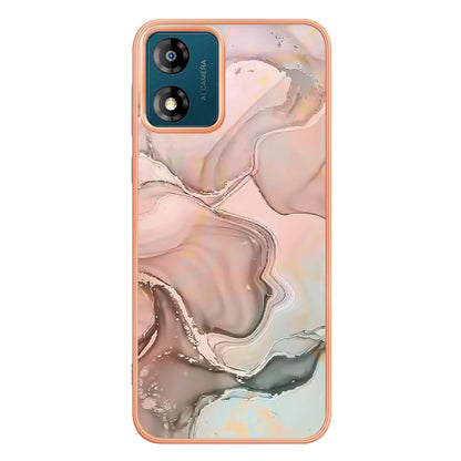 TPU Phone Case for Motorola Moto E13 4G , YB IMD Series-16 Style E Marble Pattern 2.0mm Electroplating IMD Phone Cover