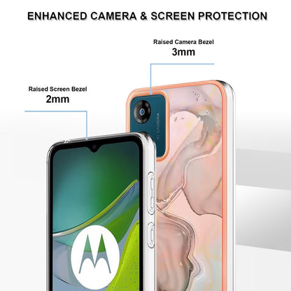TPU Phone Case for Motorola Moto E13 4G , YB IMD Series-16 Style E Marble Pattern 2.0mm Electroplating IMD Phone Cover