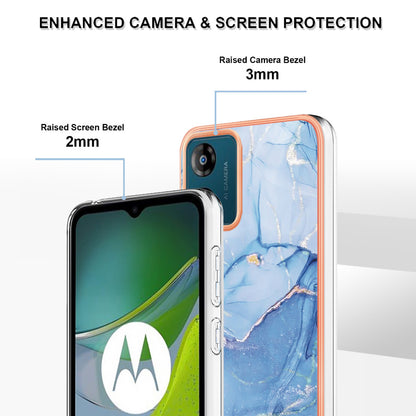TPU Phone Case for Motorola Moto E13 4G , YB IMD Series-16 Style E Marble Pattern 2.0mm Electroplating IMD Phone Cover