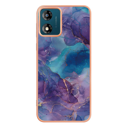TPU Phone Case for Motorola Moto E13 4G , YB IMD Series-16 Style E Marble Pattern 2.0mm Electroplating IMD Phone Cover