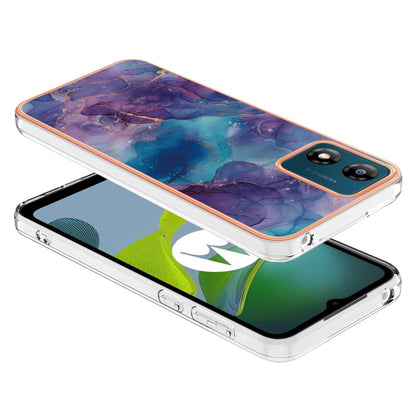 TPU Phone Case for Motorola Moto E13 4G , YB IMD Series-16 Style E Marble Pattern 2.0mm Electroplating IMD Phone Cover