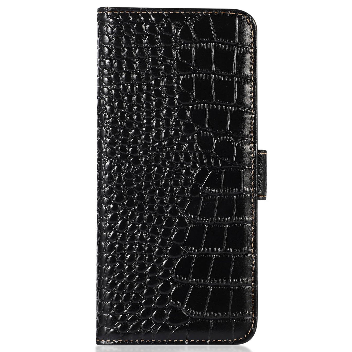 For Nokia G22 RFID Blocking Wallet Phone Case Crocodile Texture Genuine Cow Leather Stand Cover