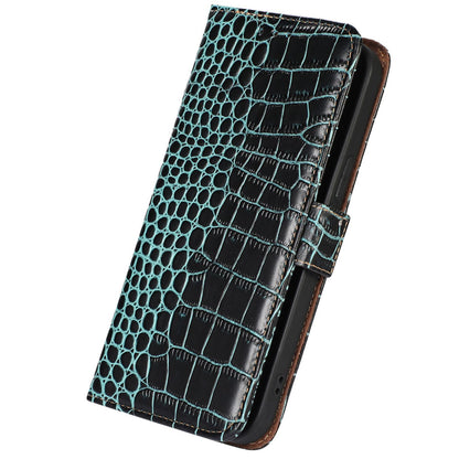 For Nokia G22 RFID Blocking Wallet Phone Case Crocodile Texture Genuine Cow Leather Stand Cover