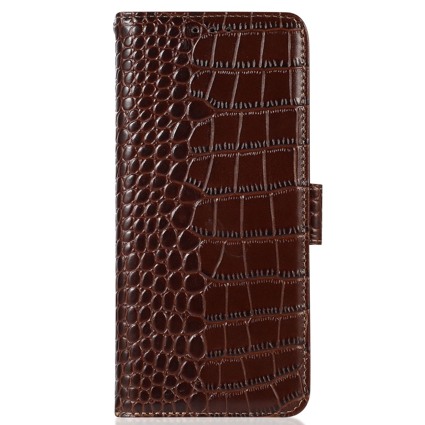 For Nokia G22 RFID Blocking Wallet Phone Case Crocodile Texture Genuine Cow Leather Stand Cover