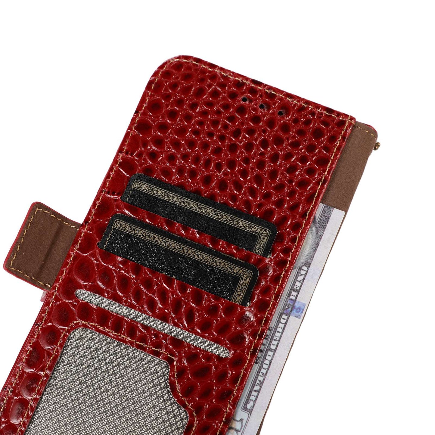 For Nokia G22 RFID Blocking Wallet Phone Case Crocodile Texture Genuine Cow Leather Stand Cover