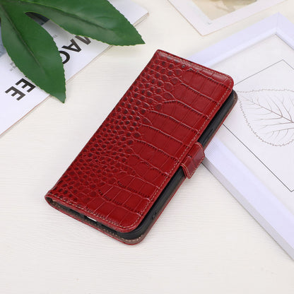 For Nokia G22 RFID Blocking Wallet Phone Case Crocodile Texture Genuine Cow Leather Stand Cover