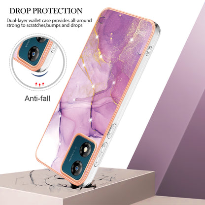 For Motorola Moto E13 4G YB IMD Series-2 Marble Pattern Phone Case Electroplating IMD TPU Cover