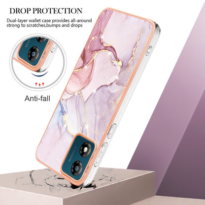 For Motorola Moto E13 4G YB IMD Series-2 Marble Pattern Phone Case Electroplating IMD TPU Cover