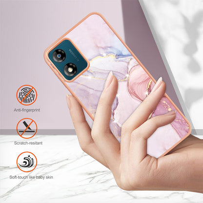 For Motorola Moto E13 4G YB IMD Series-2 Marble Pattern Phone Case Electroplating IMD TPU Cover