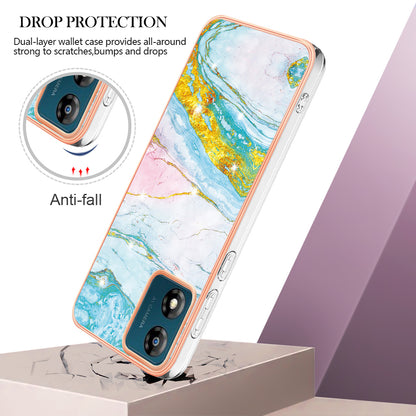 For Motorola Moto E13 4G YB IMD Series-2 Marble Pattern Phone Case Electroplating IMD TPU Cover