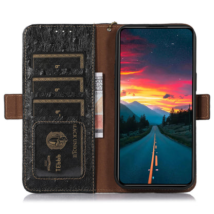For Oppo Find X6 Anti-Scratch Phone Case RFID Blocking Genuine Cow Leather Stand Phone Cover Wallet