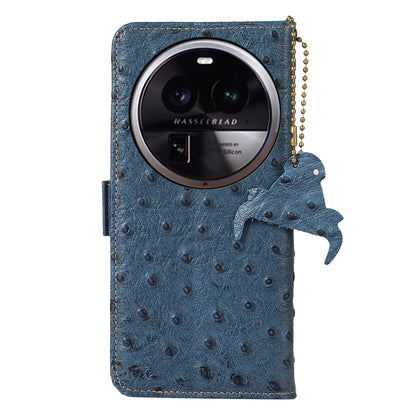 For Oppo Find X6 Anti-Scratch Phone Case RFID Blocking Genuine Cow Leather Stand Phone Cover Wallet