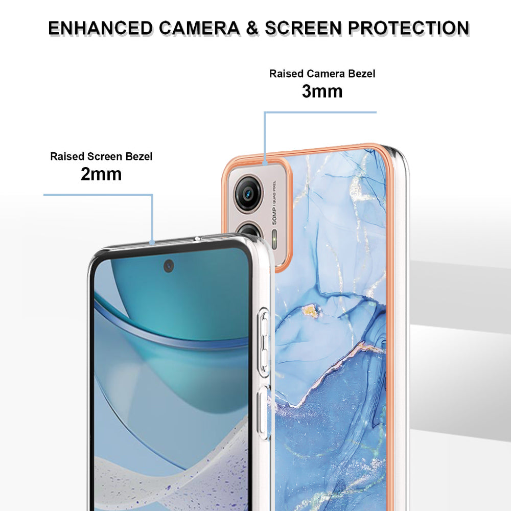 YB IMD Series-16 Style E Phone Case For Motorola Moto G53 5G / G23 4G / G13 4G IMD Marble Pattern 2.0mm TPU Cover