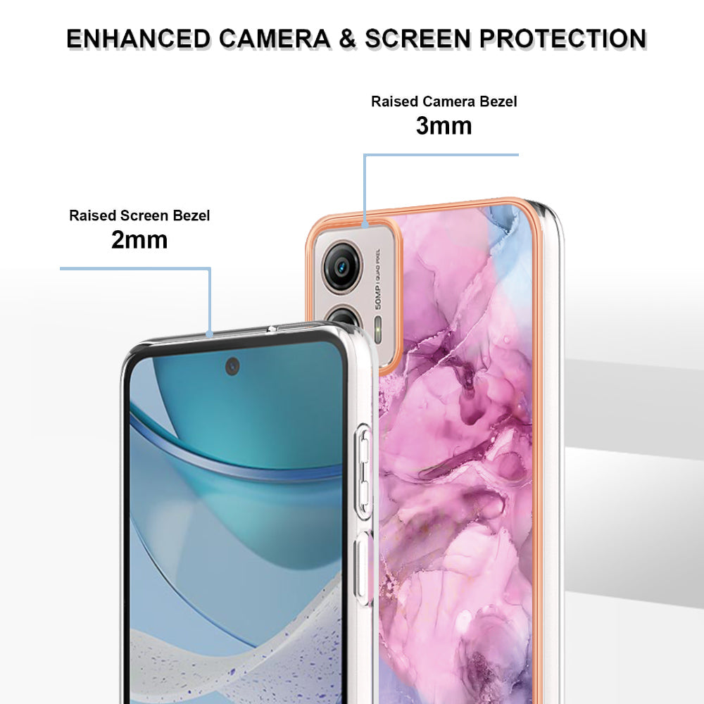 YB IMD Series-16 Style E Phone Case For Motorola Moto G53 5G / G23 4G / G13 4G IMD Marble Pattern 2.0mm TPU Cover