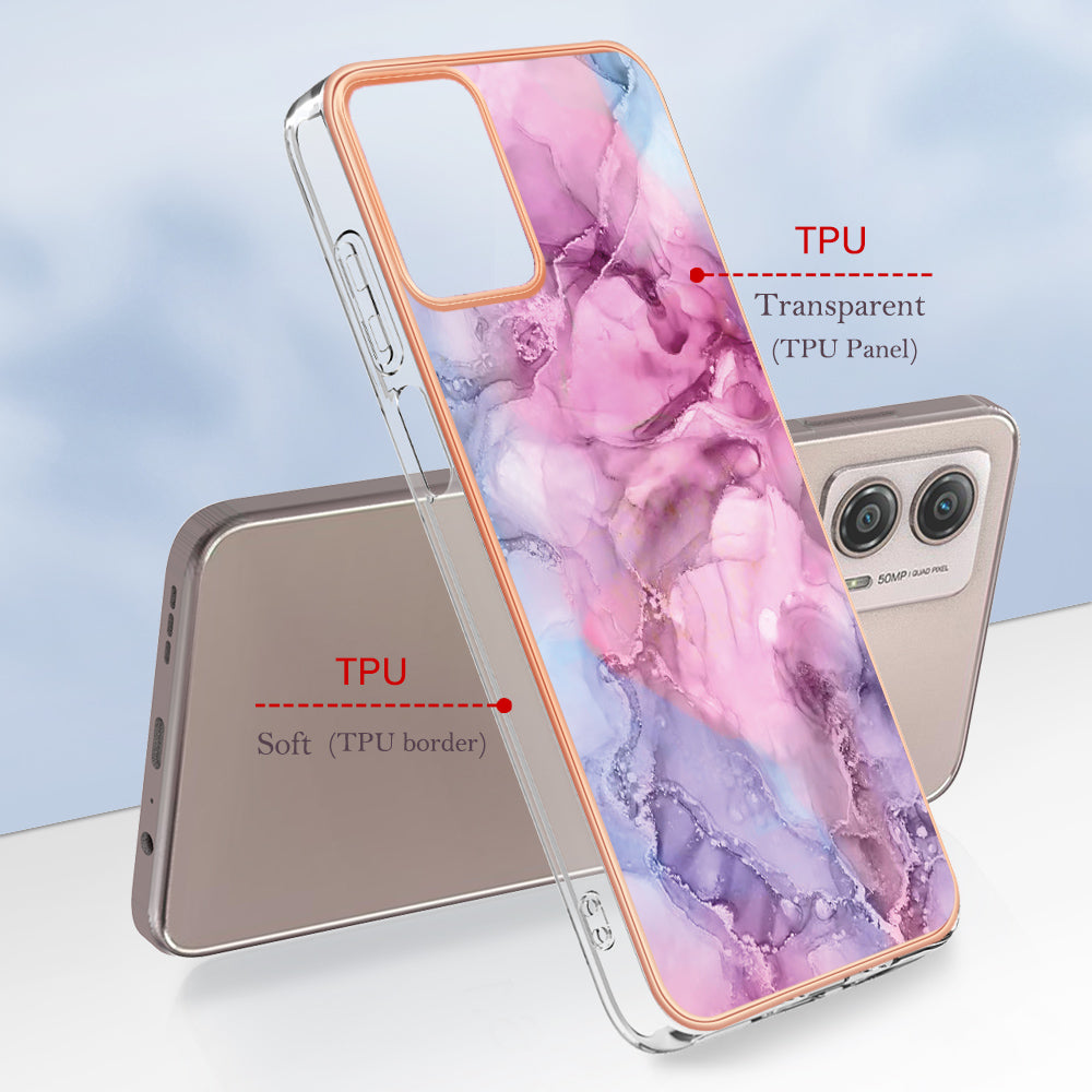 YB IMD Series-16 Style E Phone Case For Motorola Moto G53 5G / G23 4G / G13 4G IMD Marble Pattern 2.0mm TPU Cover