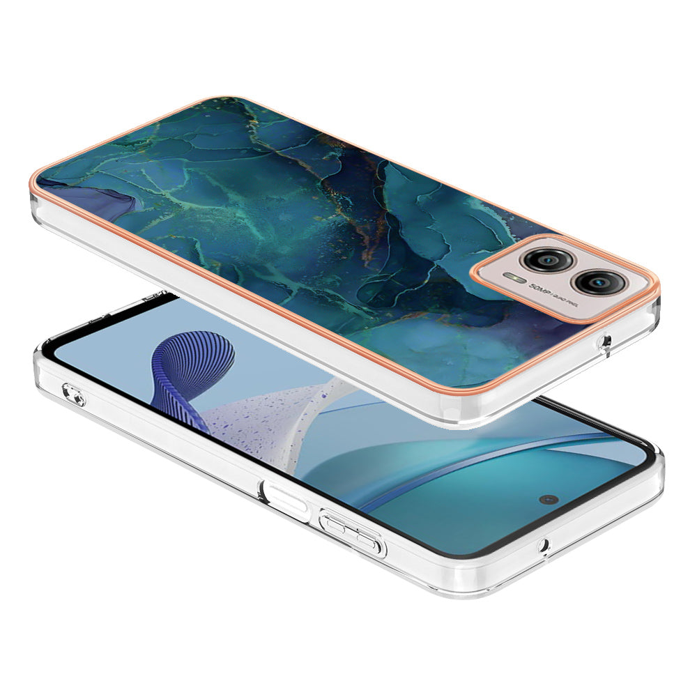 YB IMD Series-16 Style E Phone Case For Motorola Moto G53 5G / G23 4G / G13 4G IMD Marble Pattern 2.0mm TPU Cover