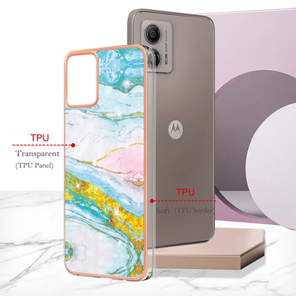 YB IMD Series-2 TPU Phone Case for Motorola Moto G53 5G / G23 4G / G13 4G Marble Pattern IMD Electroplating Phone Cover