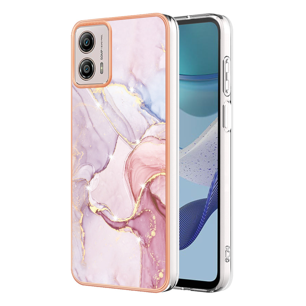 YB IMD Series-2 TPU Phone Case for Motorola Moto G53 5G / G23 4G / G13 4G Marble Pattern IMD Electroplating Phone Cover