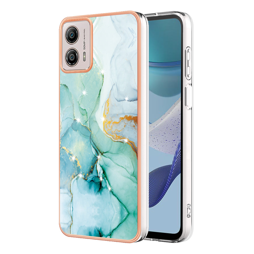 YB IMD Series-2 TPU Phone Case for Motorola Moto G53 5G / G23 4G / G13 4G Marble Pattern IMD Electroplating Phone Cover